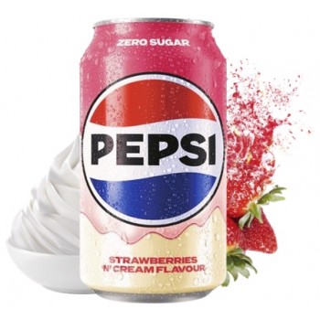 Pepsi Zero Sugar Strawberry & Cream 330 ml x 24 Pepsi Zero Sugar Strawberry & Cream 330 ml x 24