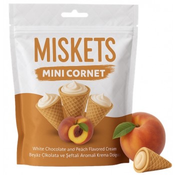 Misket White Chocolate and Peach Cream Cornet 50 Gr x 6 Misket White Chocolate and Peach Cream Cornet 50 Gr x 6