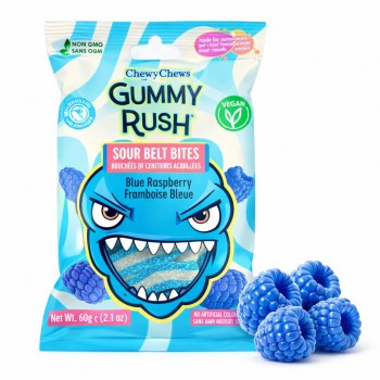 Gummy Rush Blue Raspberry Sour Belt 60 Gr x 12