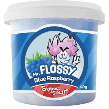 Mr Flossy Barbe &agrave; papa Acidul&eacute;e Framboise Bleu 40 Gr x 12