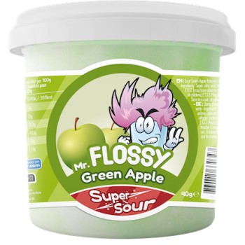 Mr Flossy Barbe &agrave; papa Acidul&eacute;e Pomme Verte 40 Gr x 12