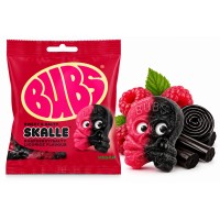 Bubs Raspberry Salty Licorice Skalle 190 Gr x 12