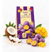 White UBE Balls Mango Coconut Rice Crisp 112 Gr x 10